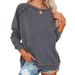 Women's Clothing Loose Large Size Round Neck Splicing Women's Long Sleeve_ecoleips.com