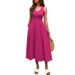 Elegant Long Dress For Women Spring Summer Waist Cinching Pocket Pleated Vest Solid Color New 2025_ecoleips.com