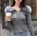 Cozy Hooded Cardigan For Women - Soft Fleece-Lined Long Sleeve Sweater With 3D Knit Pattern, Slim Fit & Waist-Defining Design_ecoleips.com