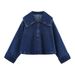 Women's High-Waist Denim Jacket & Jeans Set - Urban Casual Zippered Outfit For Everyday Wear (XS/S/M/L)_ecoleips.com