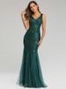 V Neck Mermaid Sequin Sexy Dress Formal Prom Party Long Dress Women_ecoleips.com