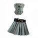 Women's Clothing Retro Denim Suit Feminine Hottie Top Anti Exposure A Line Hottie Pleated Skirt Two Piece Suit_ecoleips.com