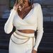 2025 Autumn Winter Slit Dress Deep V High Elastic Wool Sweater Set For Women_ecoleips.com