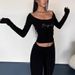 European American Style Women's Sweet Sexy Long Sleeved Cropped off Shoulder Top Rhinestone Embellished Slim Fit Summer Flattering_ecoleips.com