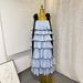 Women's Clothing Spring New Sleeveless Solid Color Wide Strap Long Loose Ruffle Cake Dress Fashion_ecoleips.com