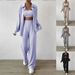 Women's Clothing Autumn And Winter Solid Color Button Cardigan Lapel Casual Fashion Two Piece Set_ecoleips.com