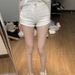 Petite Women's White High-waisted Slim-fit Denim Shorts Summer, Slimming And Versatile, Straight-leg Hot Pants For_ecoleips.com