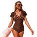 Women's Clothing One Piece Swimsuit Solid Color Hollow Out Sports Bikini Available_ecoleips.com