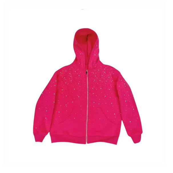 Slim Fit Hooded Sweatshirt Rhinestone Foil Solid Color Casual Elegant Spring/Autumn Jacket_ecoleips.com