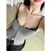 American Style Design Gray Patchwork Camisole Women, New Slim Fit Slimming Inner Wear For Autumn And Winter, Niche Top_ecoleips.com
