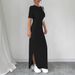 Women's Clothing Delicate Dress Casual Retro Slim Fit Solid Color Open Front Long Skirt_ecoleips.com