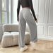 Voya Women's Foreign Trade European American Minimalist Style Gray High-waisted Wide-leg Casual For Women, New Spring Drapey Loose-fitting Ankle Pants_ecoleips.com