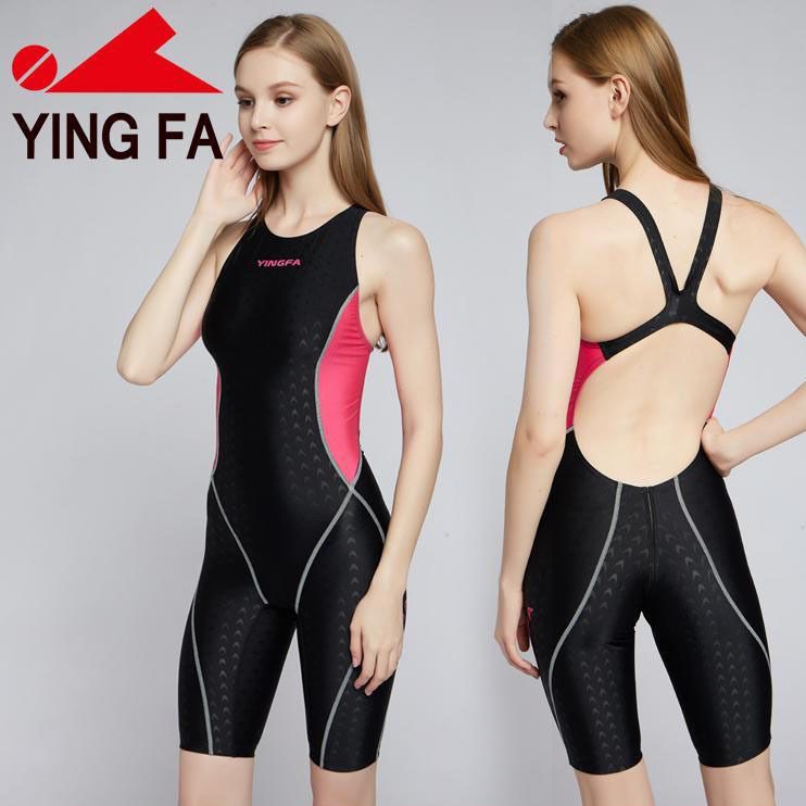 Yingfa Women's Professional Competition One Piece Swimsuit Shark Skin Waterproof Fabric Low Water Resistance Full Body Swimwear_ecoleips.com