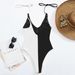 Women's American Style One Piece Color Block High-Waisted Backless Bikini Swimsuit Sexy Wire-Free Vacation Suit_ecoleips.com
