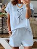 Women’s 2 Piece Outfit Set – Oversized Graphic T-Shirt And Biker Shorts Matching Set, Casual Summer Lounge Tracksuit For Daily Wear-339_ecoleips.com
