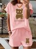 Women’s 2 Piece Outfit Set – Oversized Graphic T-Shirt And Biker Shorts Matching Set, Casual Summer Lounge Tracksuit For Daily Wear-307_ecoleips.com