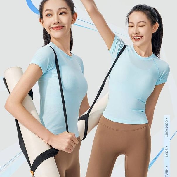 Women's Clothing Women's Quick Drying Short Sleeve T-Shirt Yoga Sports Fitness Slim Fit Comfortable Running Training Top_ecoleips.com
