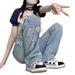 Women's Embroidered High Waist Wide Leg Jeans Five Pointed Star Appliqué Unique Straight Leg Floor Length Pants Spring Autumn Style Loose Fit_ecoleips.com