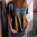 Women's Clothing Sequined Short Sleeved Round Neck T Shirt Solid Color Leisure_ecoleips.com