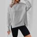 Women's Autumn/Winter Long-Sleeved Collared Hoodies With Slit, Casual Loose Fit, Versatile And Wholesale Available_ecoleips.com