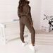 Women's Clothing Stylish & Comfortable Stand Collar Hoodie & Pants Set For Women - Casual & Office Wear (Dark Brown, Pink, Gray, Black) - XS/S/M/L/XL_ecoleips.com