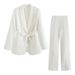 Cross-Border European American Spring And Autumn Women's New Style Dress With Belt Small Suit Jacket + Casual Pants Set_ecoleips.com