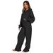 Women's Casual Loose Solid Color Hooded Cardigan And Pants Two Piece Set Spring/Autumn Full Length Fashion Outfit_ecoleips.com