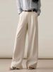 Suitable For All Seasons Si BC Style Linen Tencel Cotton Wide-Leg Casual For Women Old Money Loose Feel Waistband Wide Edge Straight Long_ecoleips.com