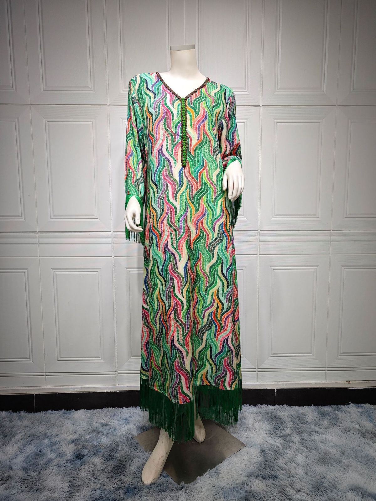 Women's Clothing Women's Printed Casual Jalabiya Middle East Arabian Dubai Muslim Robe Clothing Modest Abaya Dress_ecoleips.com