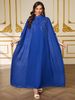 Modest Abaya Dress/Muslim Dress Women Elegant Embellished Abaya Dress With Floral Lace Trim & Long Sleeves – Islamic Prayer Gown In Sapphire Blue_ecoleips.com
