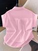 Vintage-Inspired Short Sleeve Polo Shirt - Japanese Minimalist Design With Embroidered Detail, Retro Casual Top For Men & Women_ecoleips.com