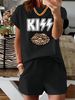 Women’s 2 Piece Outfit Set – Oversized Graphic T-Shirt And Biker Shorts Matching Set, Casual Summer Lounge Tracksuit For Daily Wear-314_ecoleips.com