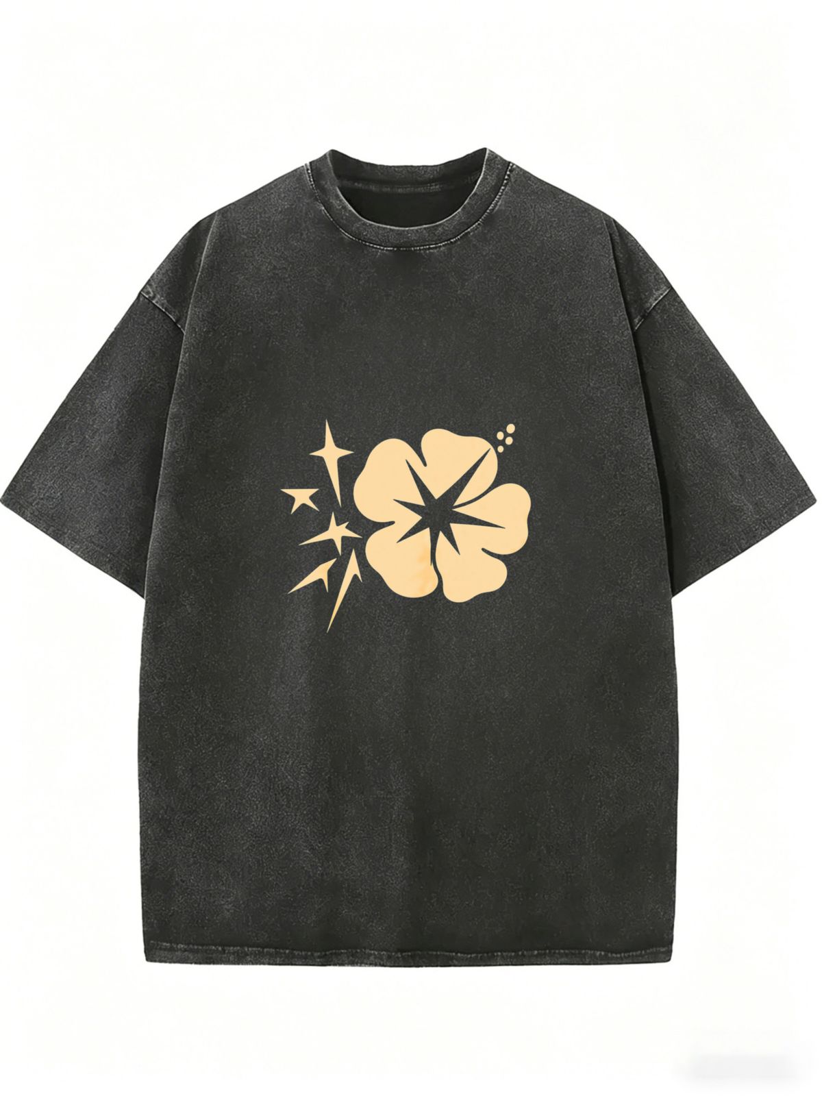 Women's Loose Fit Vintage Tee, Washed Finish Short Sleeve Top, Comfortable Casual Wear For Daily Activities_ecoleips.com