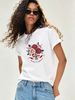 Women Crew Neck Short Sleeve T Shirt Rose Garden Bouquet Bow Floral Graphic Tee Vintage Botanical Cottagecore Loose Casual Summer Streetwear Tops_ecoleips.com