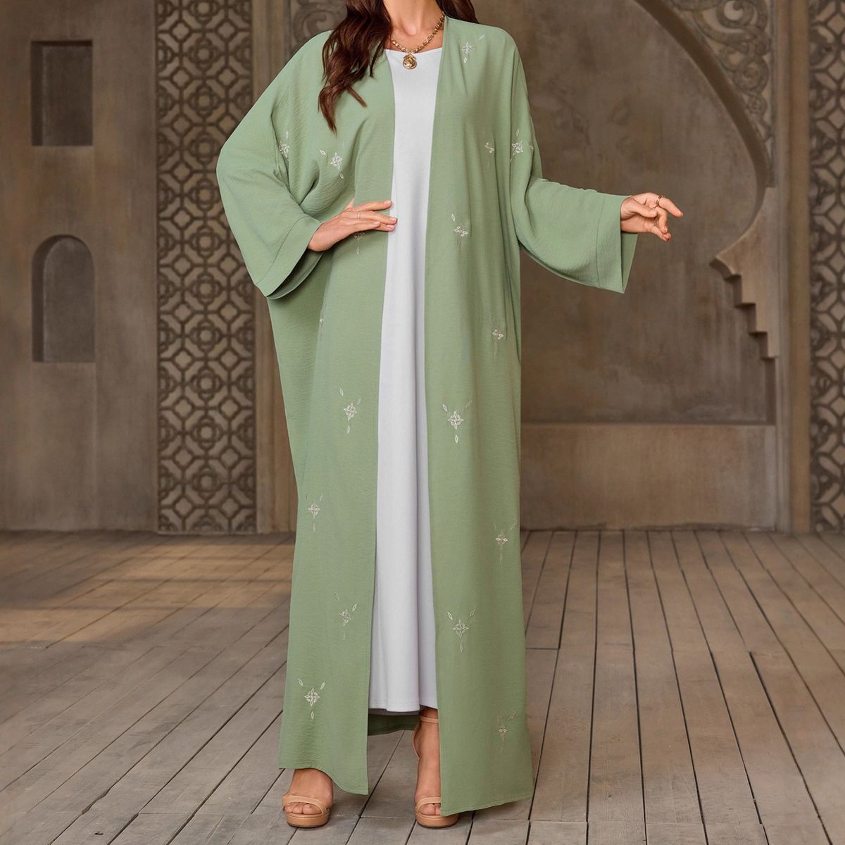 Muslim Dress Women Exquisite Embroidered Muslim Robe Dress – Elegant Long Cardigan With Middle Eastern Cultural Flair_ecoleips.com
