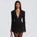 Women's Sexy Deep V Long Sleeve Ruched High Waist Bodycon Mini Dress – Elegant Fall Winter Gown_ecoleips.com