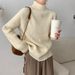 girl 2025 Autumn Winter New Korean Style Lazy Loose Versatile Half Turtleneck Soft Thickened Inner Knitted Sweater For Women_ecoleips.com