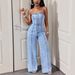 Women's Denim Overalls - Strapless Wide-Leg Jumpsuit With Adjustable Straps For Casual Summer Style Versatile Color Palette_ecoleips.com