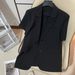 Women's Clothing Black Thin Short Sleeved Suit Jacket Summer New Fat Mm Casual Small Suit_ecoleips.com