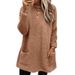 2025 New Women's Long Sleeved Pocket Plush Hoodie T-shirt Top_ecoleips.com