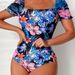 Women's Floral Print One Piece Swimsuit Triangle Design Cross Strap Bikini Swimwear European American Style Summer Vacation_ecoleips.com