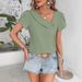 European American Women's Washed Cotton Top Asymmetrical Neck Solid Color Summer Blouse Elegant Fashion Style_ecoleips.com