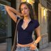Summer Solid Color Collared T-Shirt Short Sleeve Patchwork Slim Fit Sporty Style Women's Top New Arrival 2026_ecoleips.com
