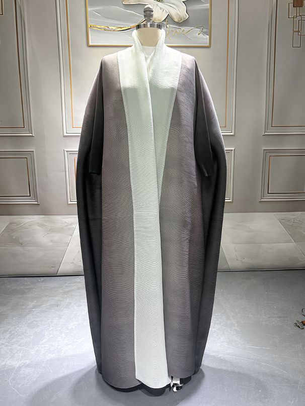 Women's Clothing Gradient Trench Coat High-End Pleated Dubai Robe Arabian Abaya Plus Size Outwear_ecoleips.com
