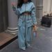 Women's Clothing Fashion Loose Casual Short Jacket Wide Leg Trousers Denim Suit Women's Two Piece Suit_ecoleips.com