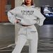 Women's Fleece Sweatshirt Set Letter Print European American Style Autumn Winter_ecoleips.com
