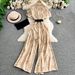 Women's Strapless V Neck Jumpsuit Slimming Wide Leg Pants Waist Cinching Printed Sexy Jumpsuit For Mature Sophisticated Style New Summer_ecoleips.com