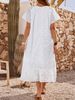 Plus Size Women's White Embroidered Wedding Guest Dress_ecoleips.com