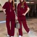 Women's Casual Two-Piece Set, Solid Color Loose Fit Lounge Wear, Comfortable Long Sleeve Top And Trousers Outfit_ecoleips.com