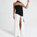 Women's Clothing Strapless High Slit Irregular Dress Solid Color American Fashion Spring New Arrivals_ecoleips.com